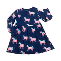 4-5Y Navy Unicorn Long Sleeve Dress - Marks & Spencer