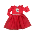 4-5Y Red & Gold Reindeer Super Cute Formal Christmas Dress - Primark