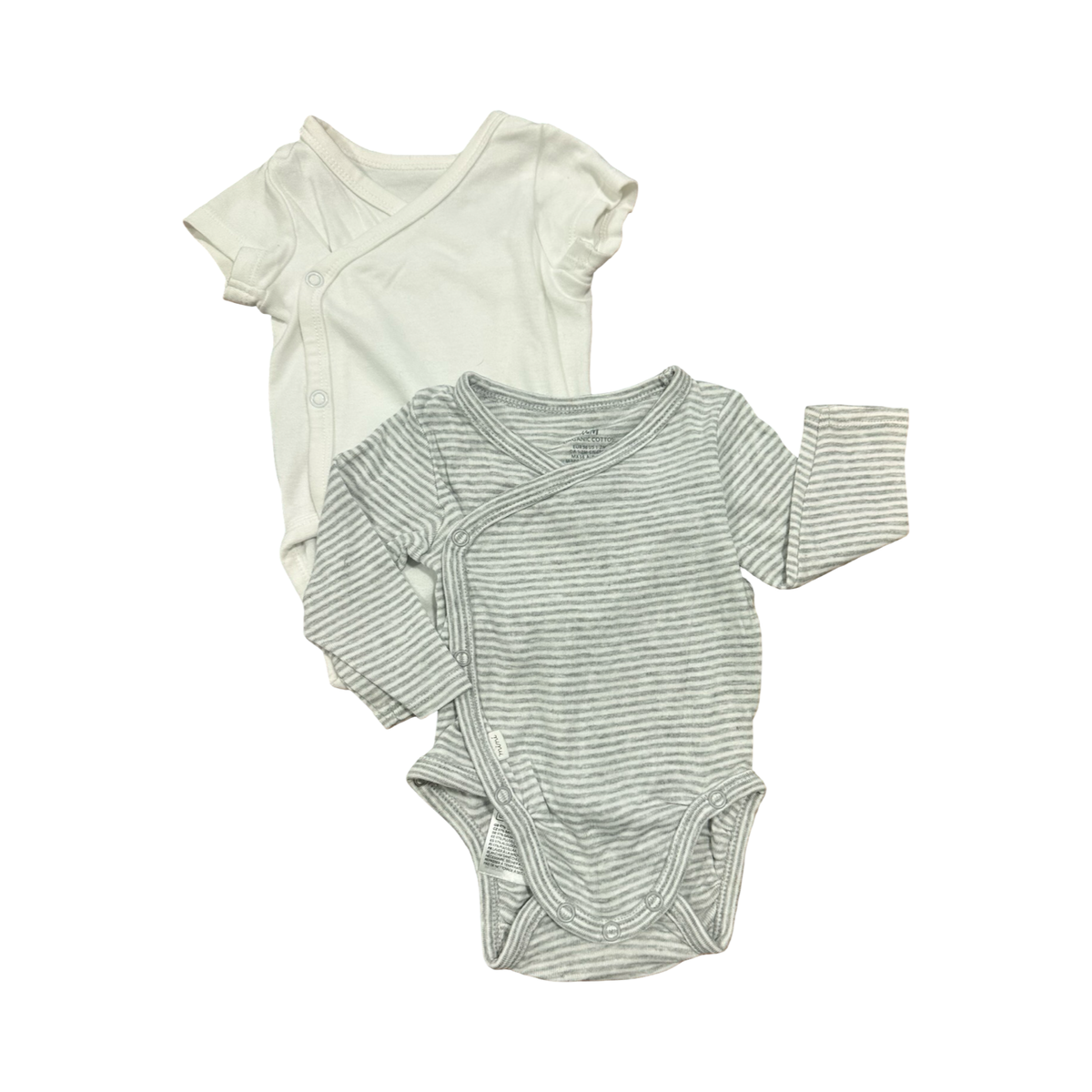 1-2M 2pc White & Grey Bodysuit Set - H & M