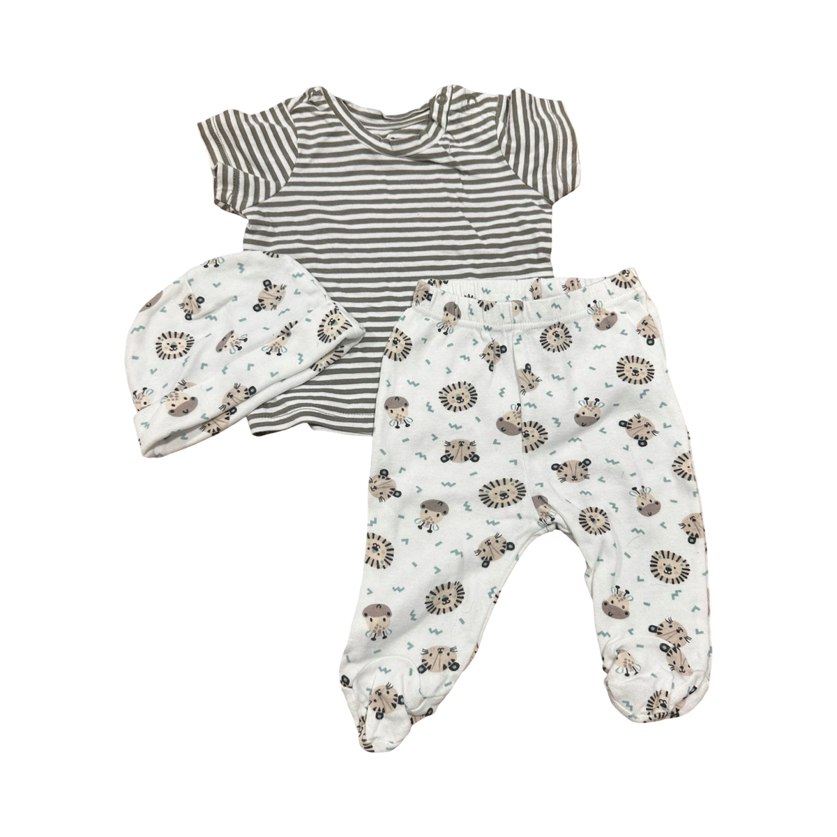 0-3M 3pc Lion Green & White Set - Cotton On / Ackermans