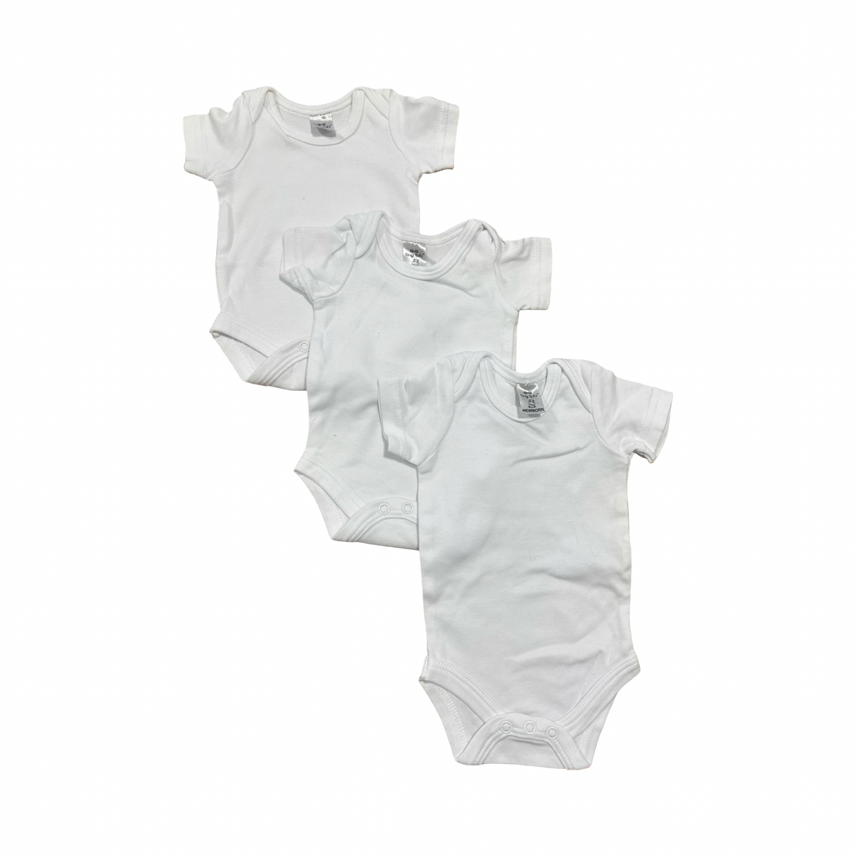 Newborn 3pc White Short Cotton Vests - Tint Tots