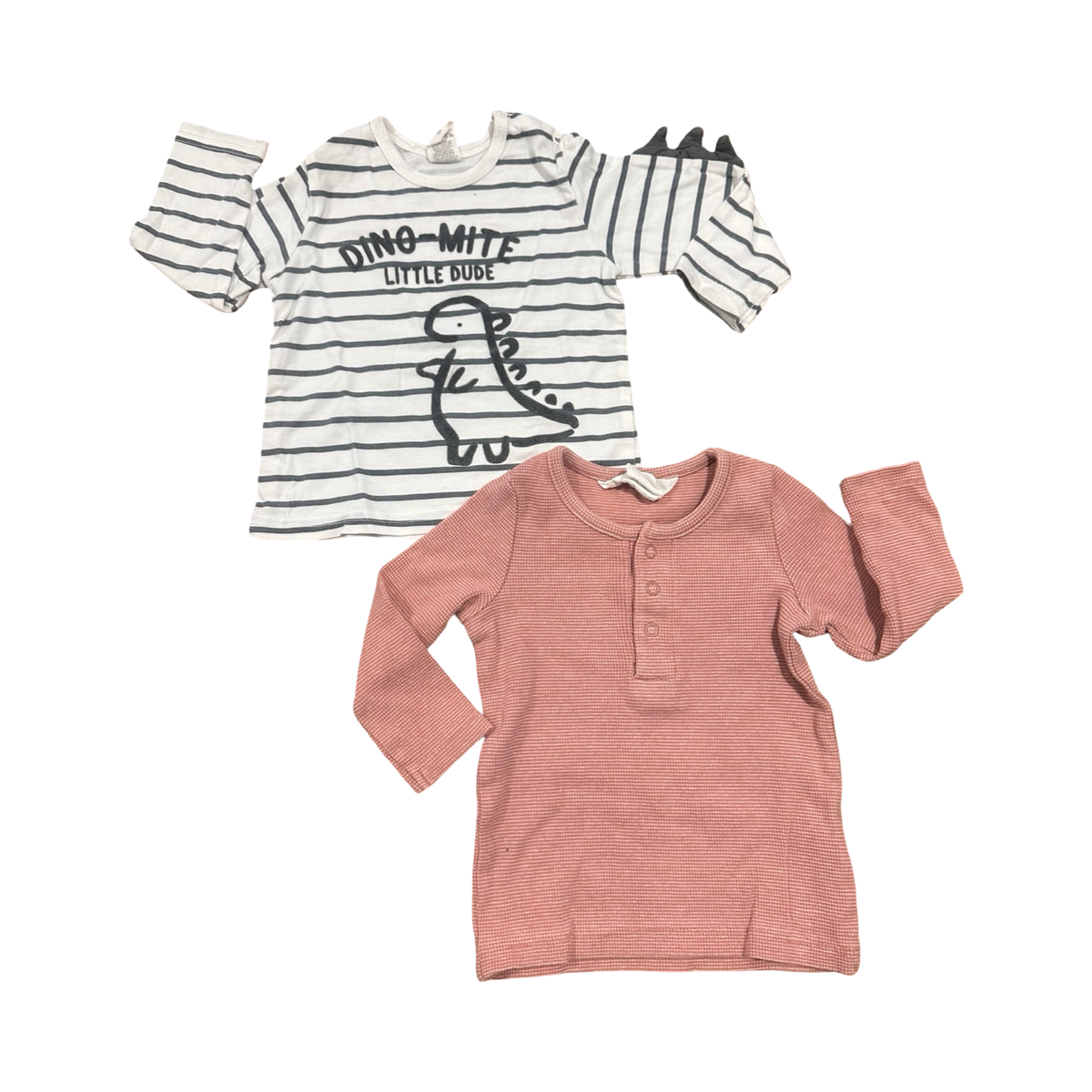 3-6m 2pc Boys Long Sleeve T-Shirts - Cotton on / Tiny tots