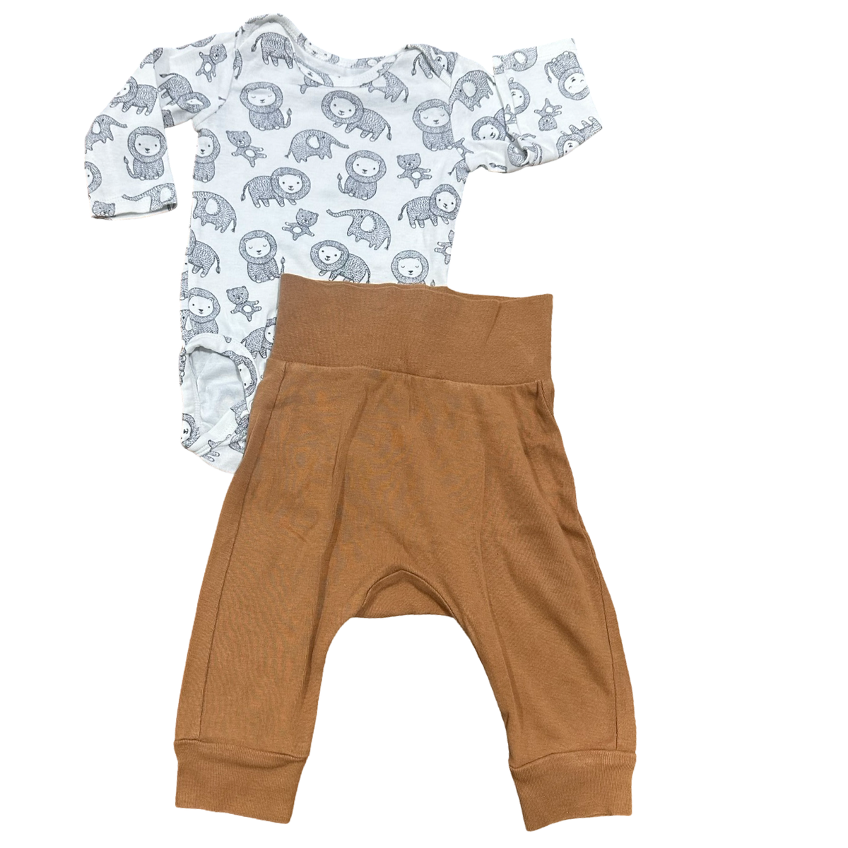 2-4M 2pc Bear Bodysuit with Brown Pants - H & M