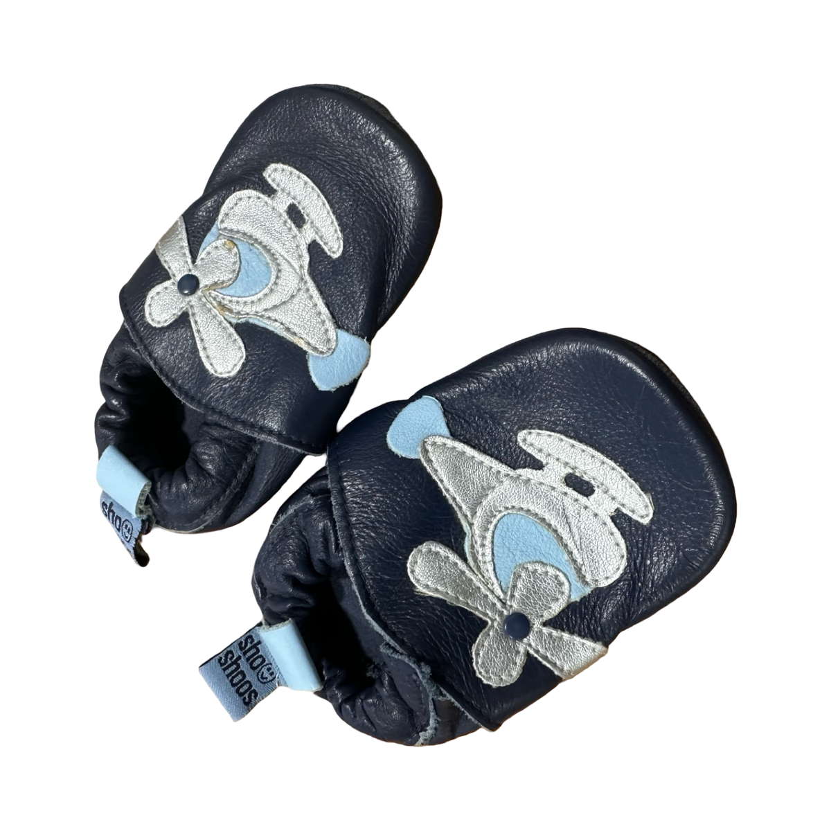 Size 4 Blue Helicopter Leather Shoes - Sho Shoos
