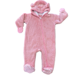 *NEW* 12-18M Pink Bear Fleece Hooded Zipper Onesie - Woolworths