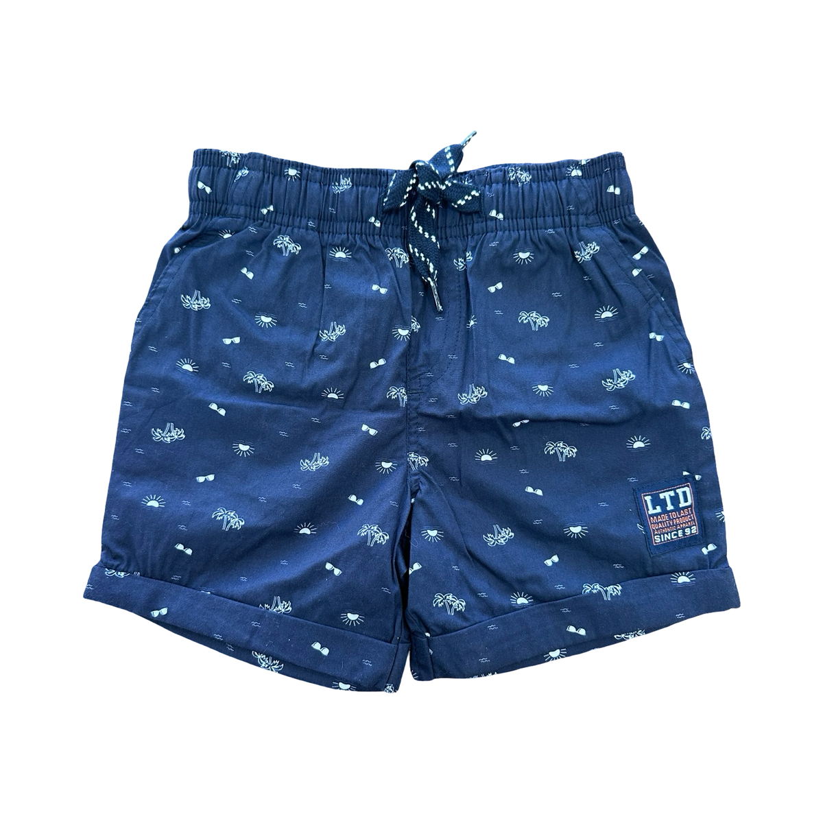 *NEW* 2-Y Navy Sunshine & Palm Tree Board Short - TLD