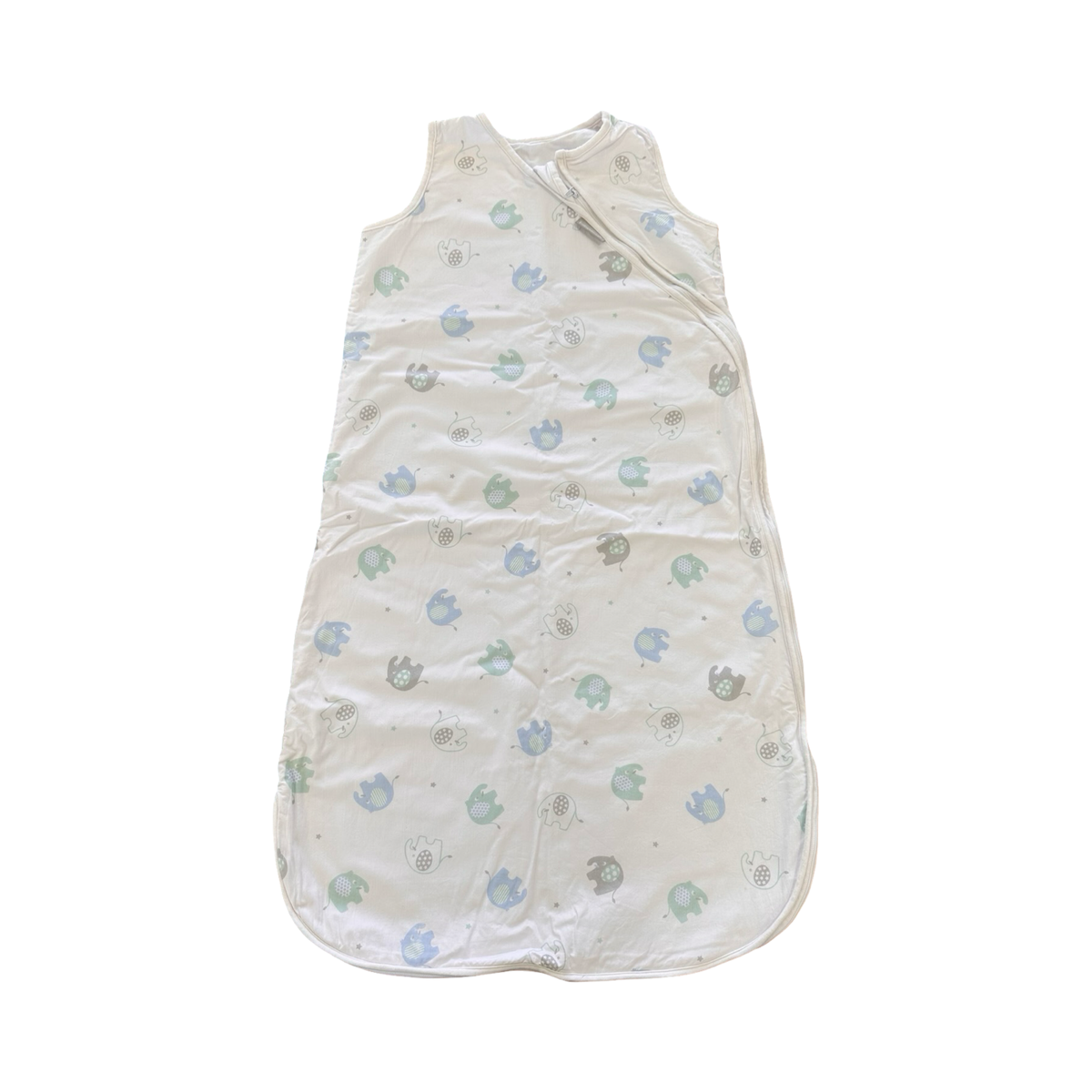 One Size White Cotton Elephant Sleep Bag - Babysense