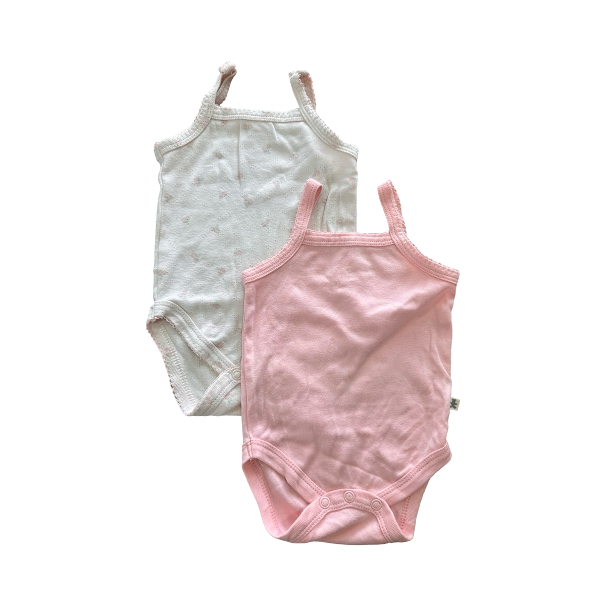 1-3M 2pc Pink Floral Cotton Trap Style Bodysuits - Woolworths