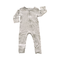0-3M Grey Melange & White Stripe Zipper Babygrows - Cotton On