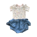 1-3M Chambray Frill Bloomer with White Floral Bodysuit - Woolworths