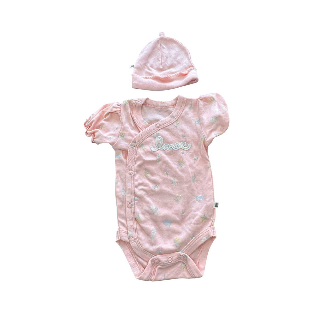 1-3M Pink Cute Bodysuit with Puff Sleeves - Woolworths