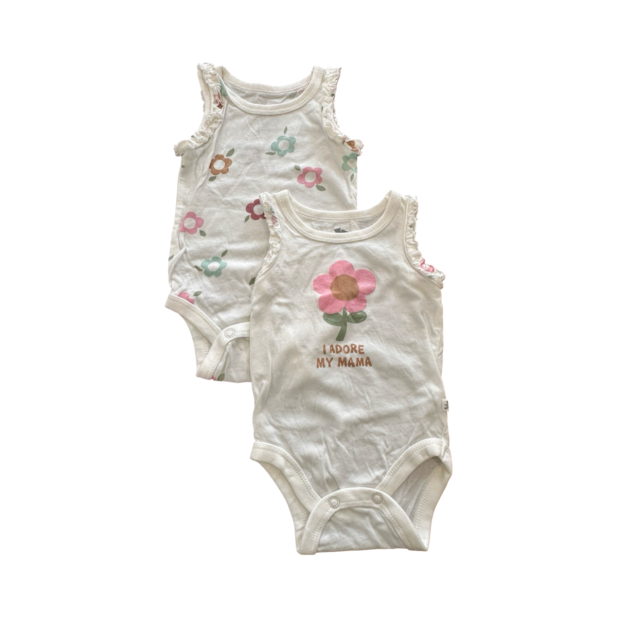 1-3M 2pc White Floral Sleeveless Bodysuit - Woolworths