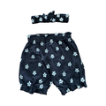 0-3M Black & White Floral Shorts with Headband - Ackermans