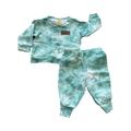 3-6M 2pc White & Green Tye Dye Look Sweater Set - Hoolies