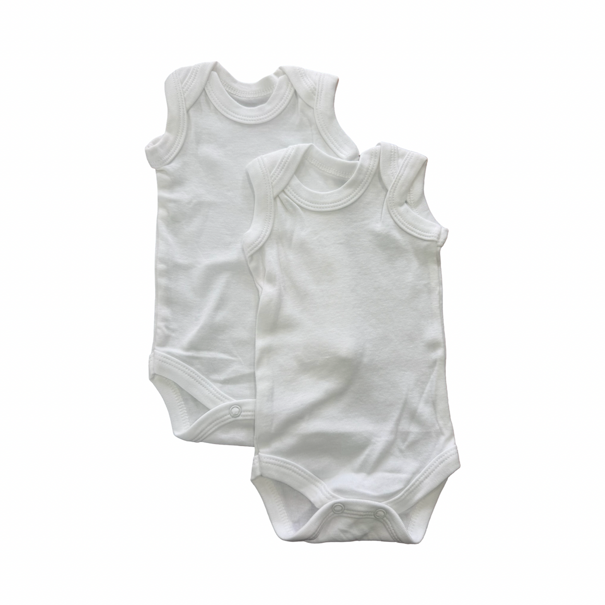 Newborn 2pc Newborn white sleeveless vests - Woolworths