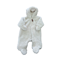 Newborn Cream melange bear fleece zipper onesie - Woolworths