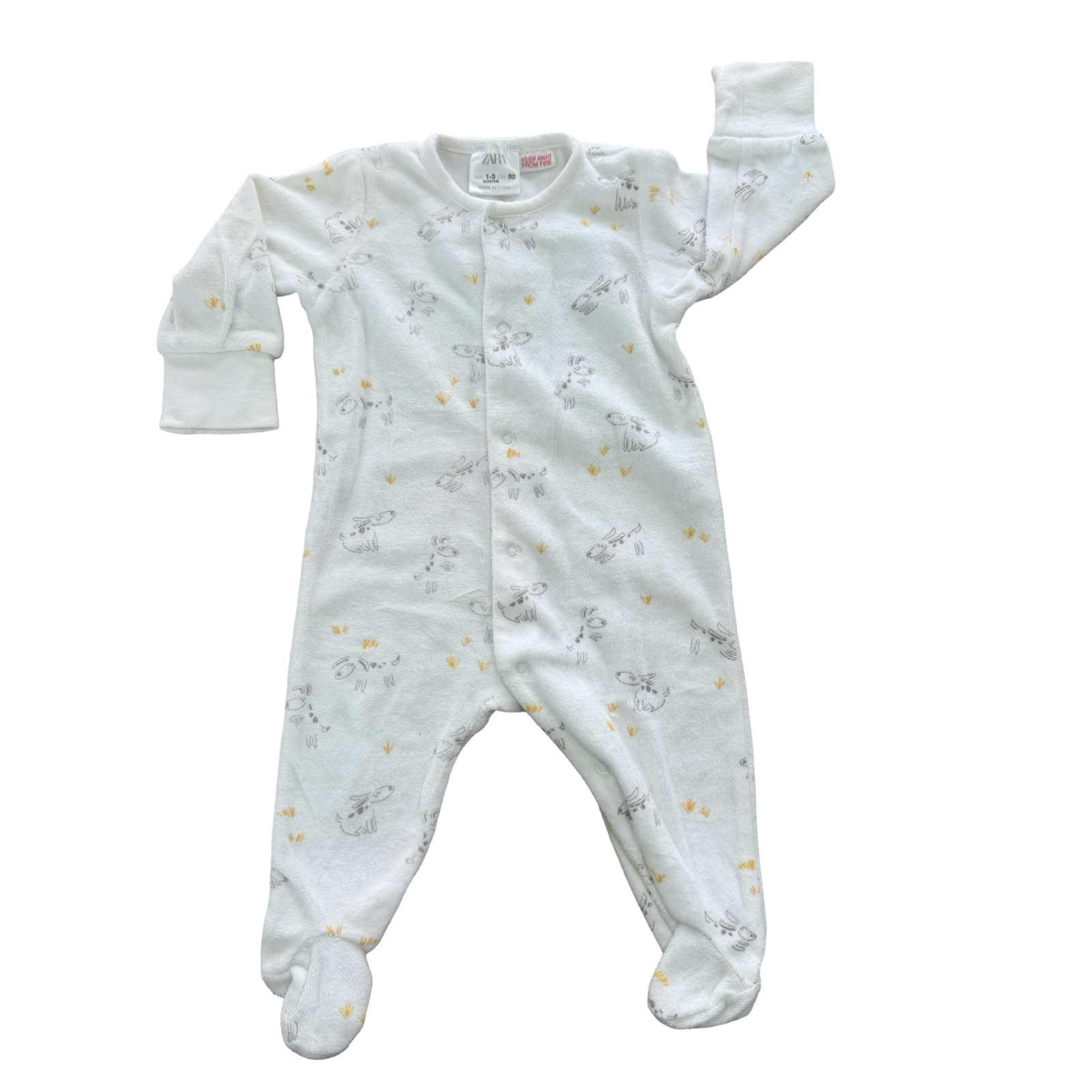 1-3M White doggy soft terry cloth snapper bodysuit - Zara