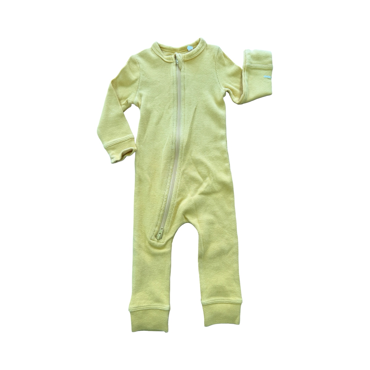0-3M Yellow ribbed zipper babygrow - Country Road