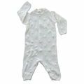 0-3M White 3D dotted knitted babygrow - Keedo