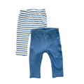 3-6M 2pc Blue & white ribbed leggings - Cotton On