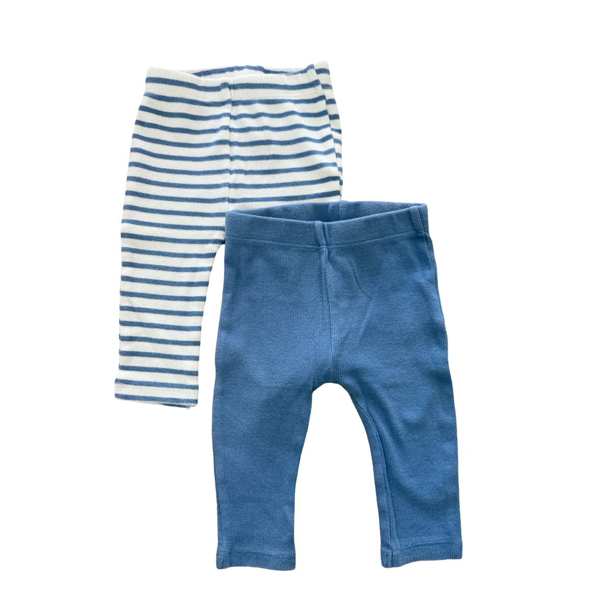 3-6M 2pc Blue & white ribbed leggings - Cotton On