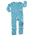 3-6M Turquoise & white bird waffle knit zipper babygrow - Country Road