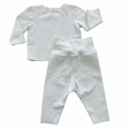 3-6M White soft touch 2pc comfy long sleeve set - Anne Colle