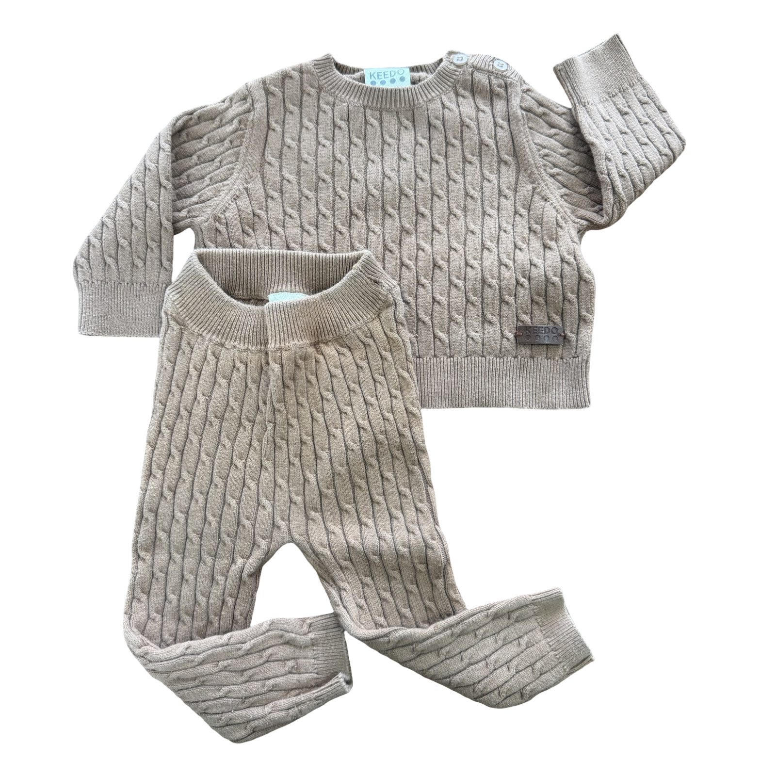 3-6M 2pc Beige knitted Jersey & long pants - Keedo / Zara