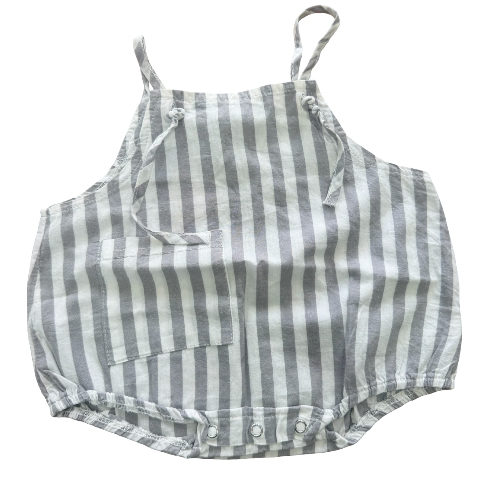 3-6M Grey & white stripe cotton bodysuit	- Anne Colle
