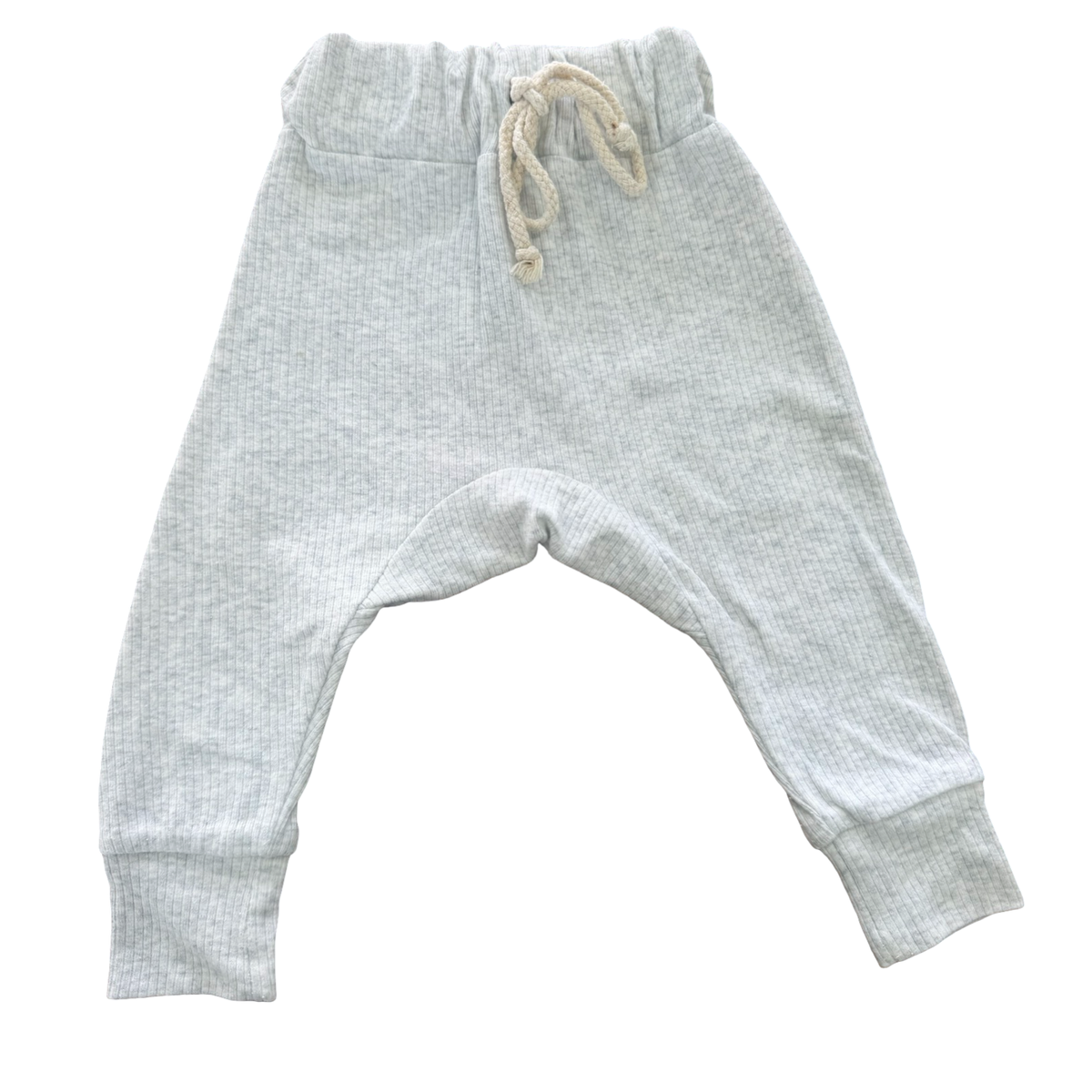3-6M Grey melange ribbed long harem pants	 - Rainberry