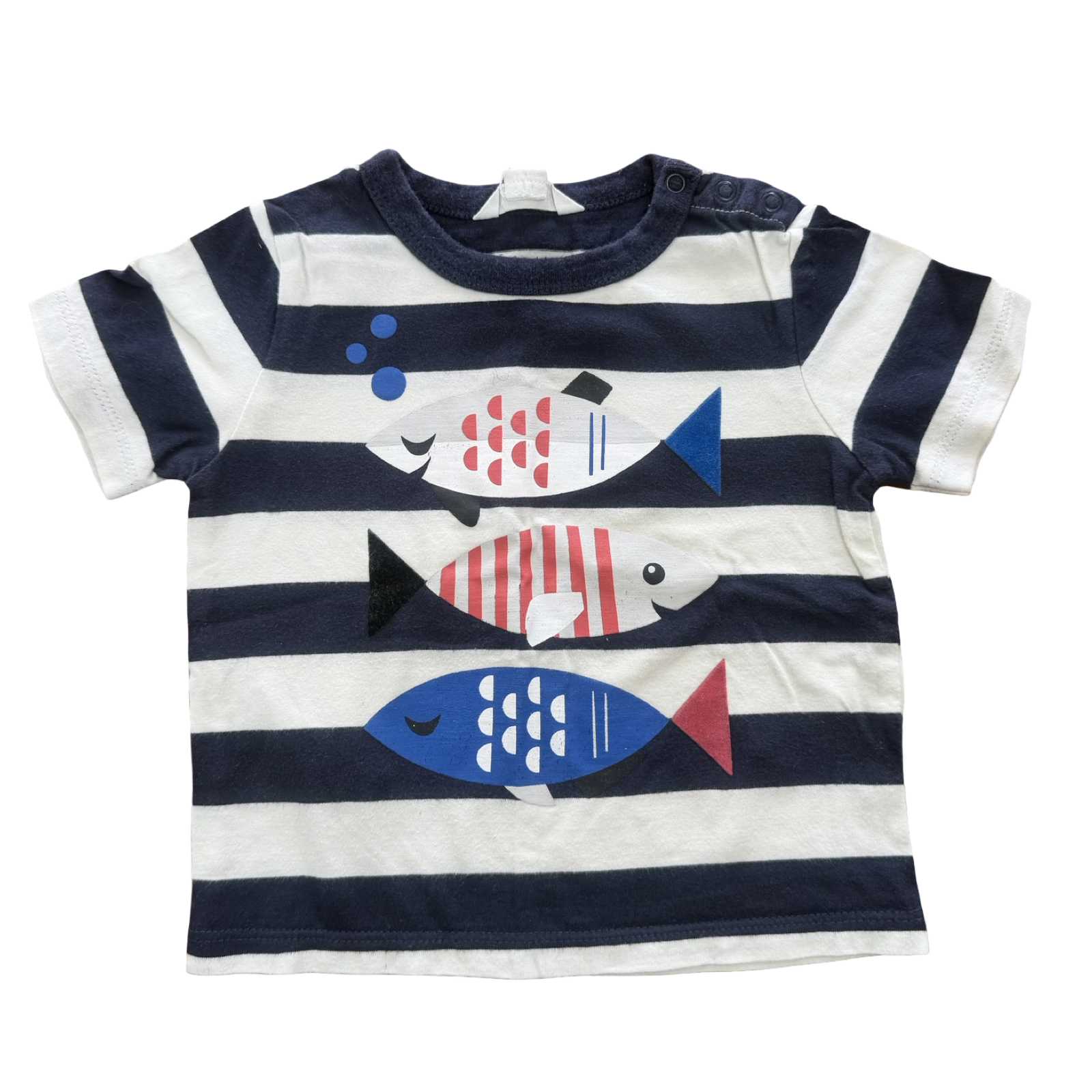6-12M Navy & white stripe fish t-shirt - Country Road