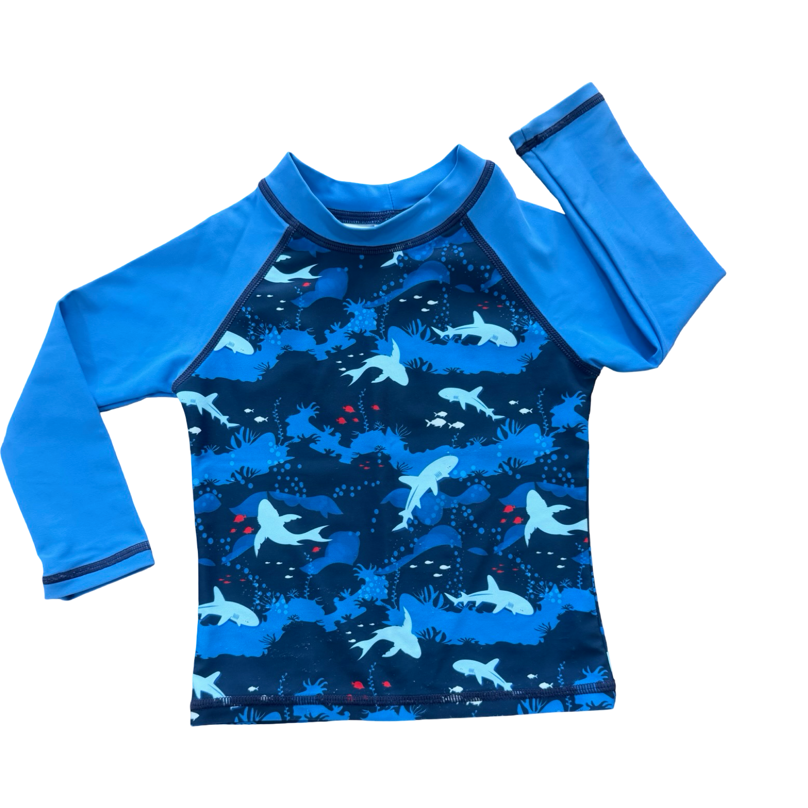 2Y Blue shark long sleeve swimming top	 - Ollies Place