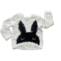 18-24M White Fluffy Jersey with Black Bunny - H & M