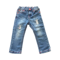 3-4Y Blue Denim Jeans with Pink Detail - LTD