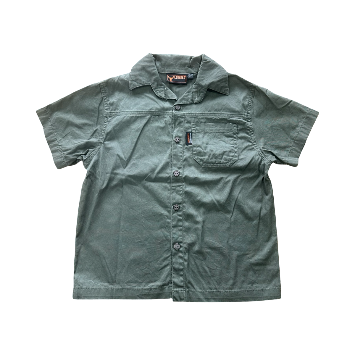 5-6Y Khaki Button & Collar Shirt - Wildebees