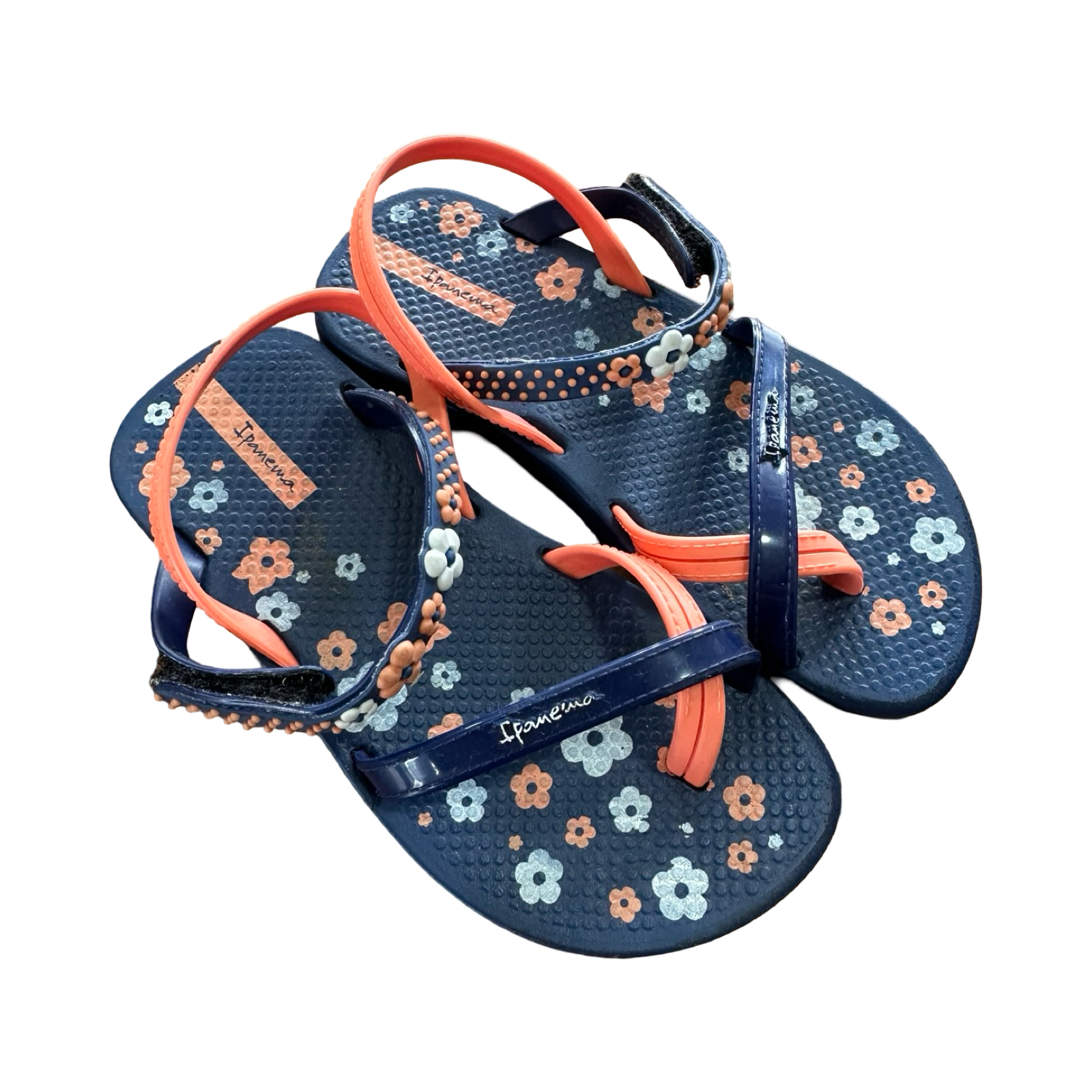 Size 7 Navy & Orange Sandals - Ipanema