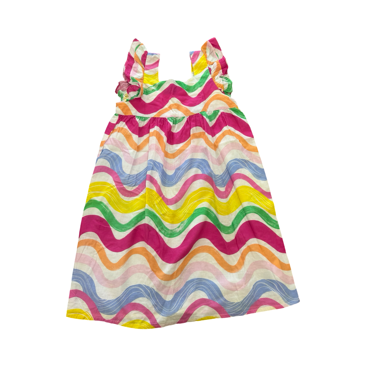 7-8Y Multicolour Summer Dress with Frill Shoulders - Angels