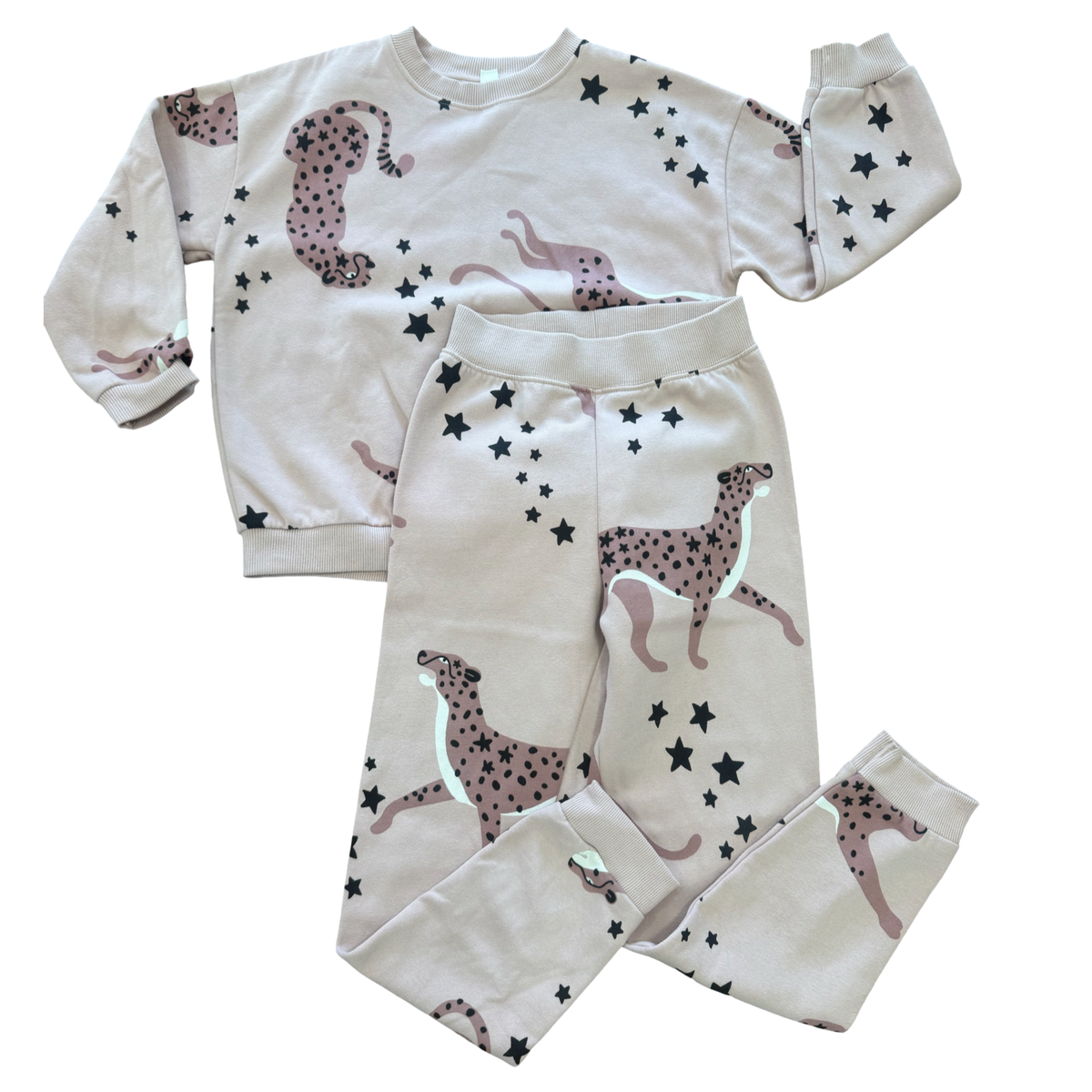8-9Y Blush Pink Leopard Sweater Top & Pants - Uniq