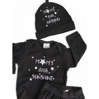 0-3M Grey "Mom's Little Sunshine" Bodysuit, Leggings & Beanie - Jet
