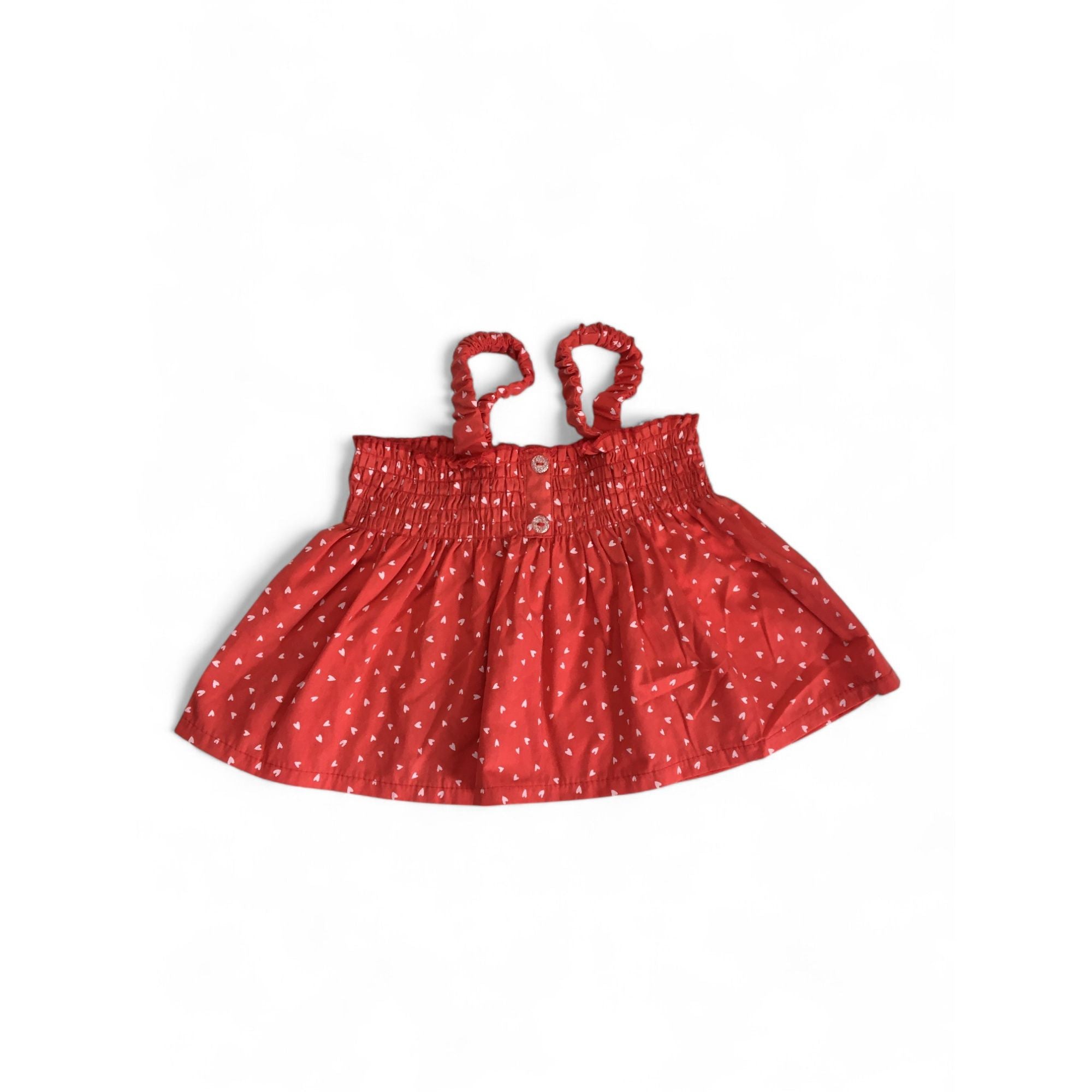 6-12M Red & White Heart Shirred Top - Jet