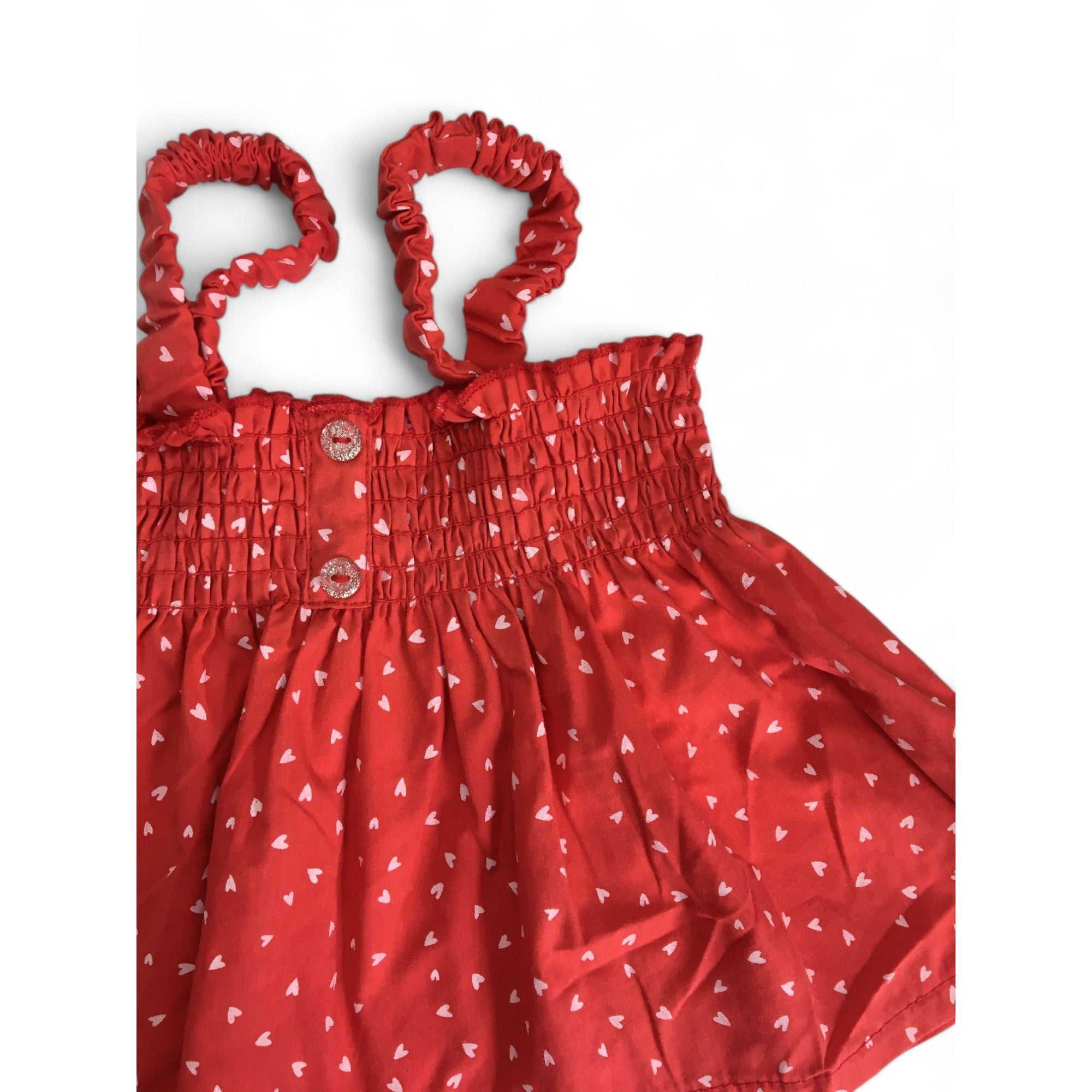 6-12M Red & White Heart Shirred Top - Jet