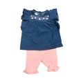 3-6M 2pc Denim and Pink Top & Legging Set - Woolworths
