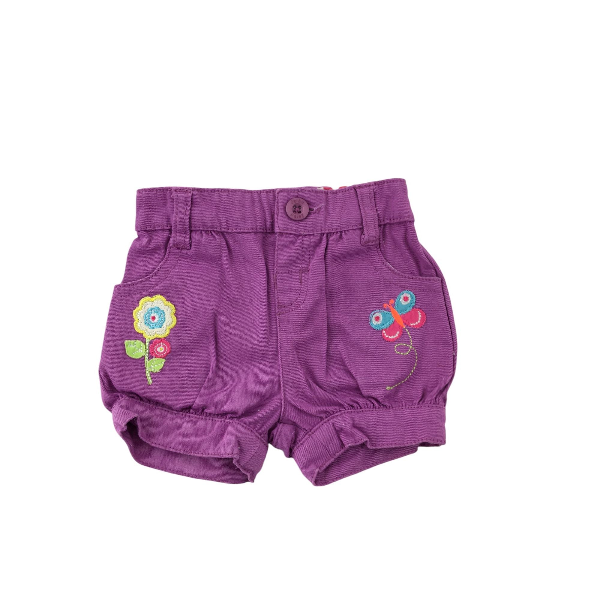 0-3M Purple Butterfly Shorts - Zerbit