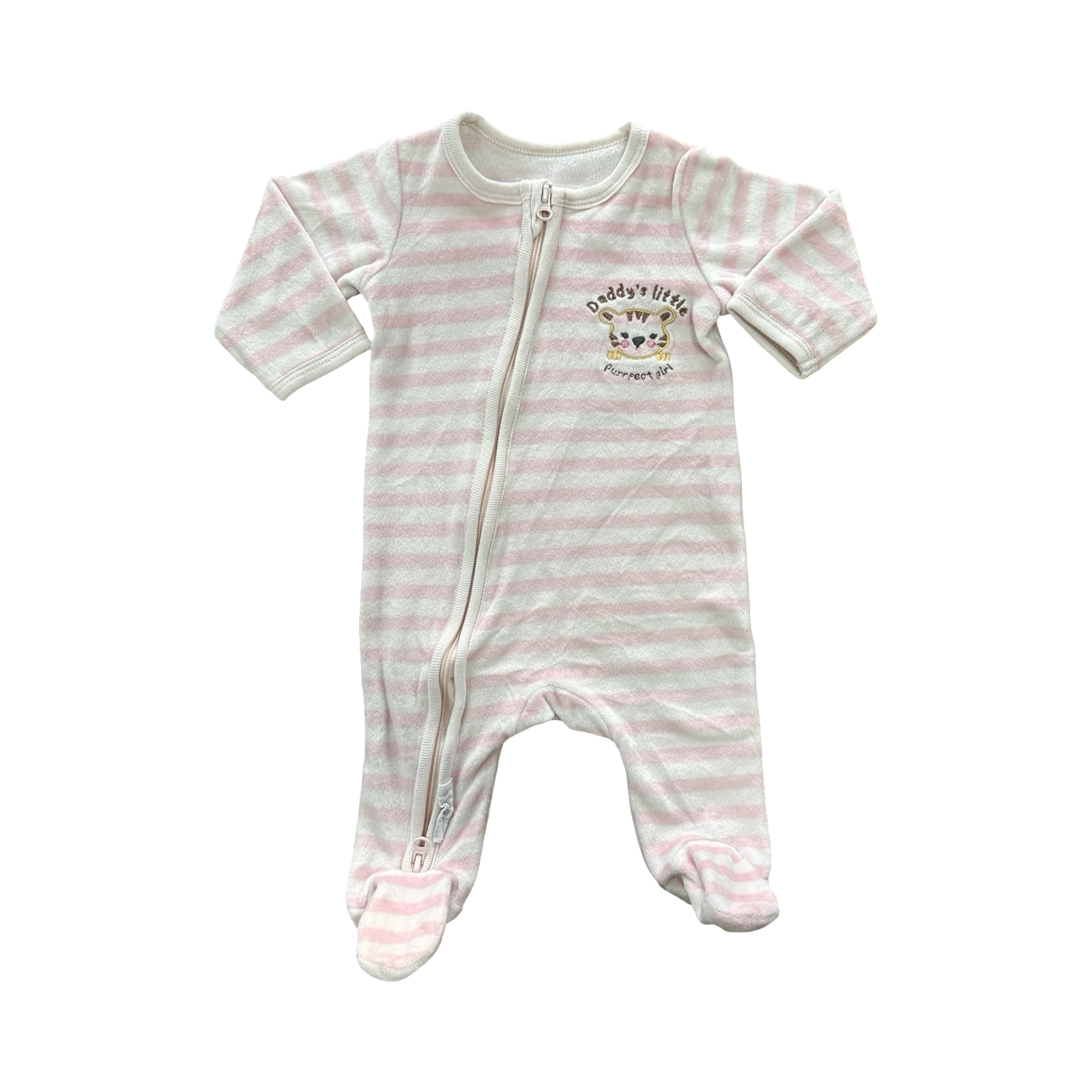 1-3M Pink Stripe Daddy's Little Purfect Girl Onesie - Woolworths