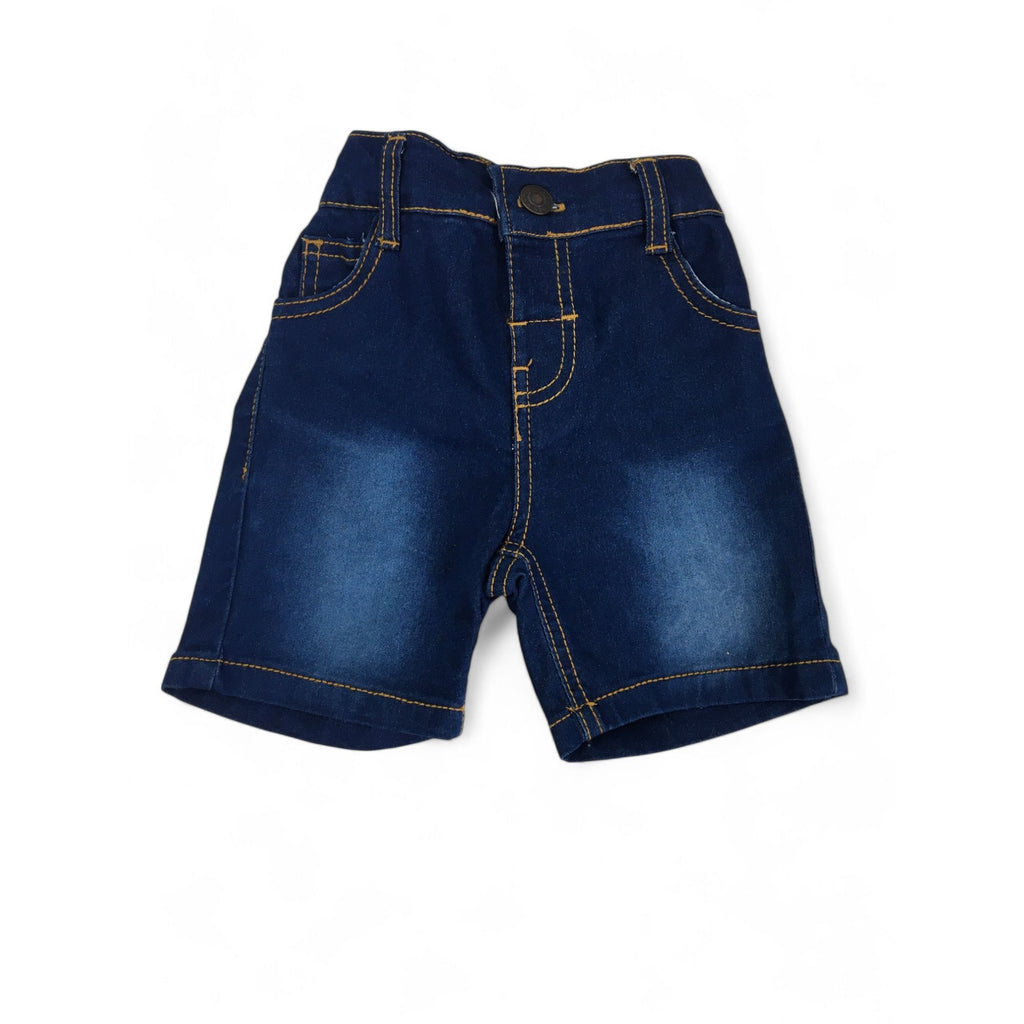 3-6M Dark Blue Denim Adjustable Waistband Shorts - Mr Price