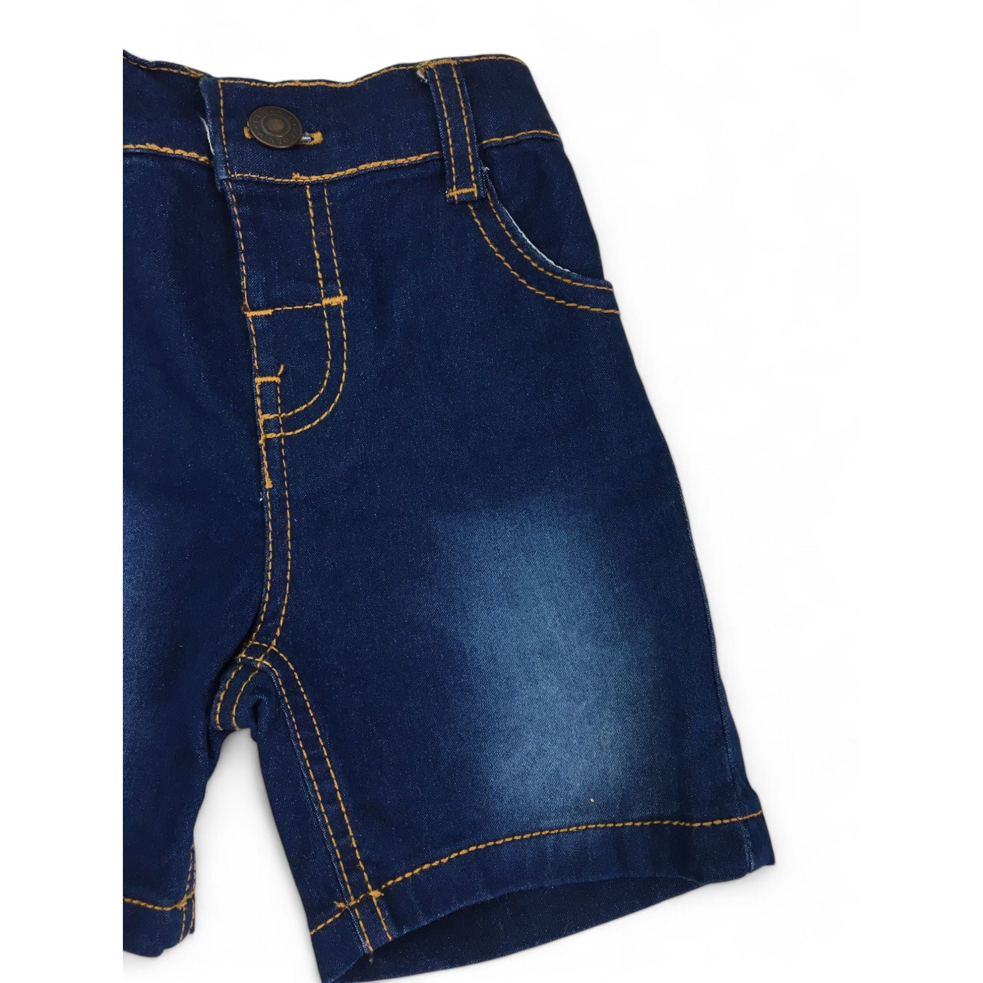 3-6M Dark Blue Denim Adjustable Waistband Shorts - Mr Price