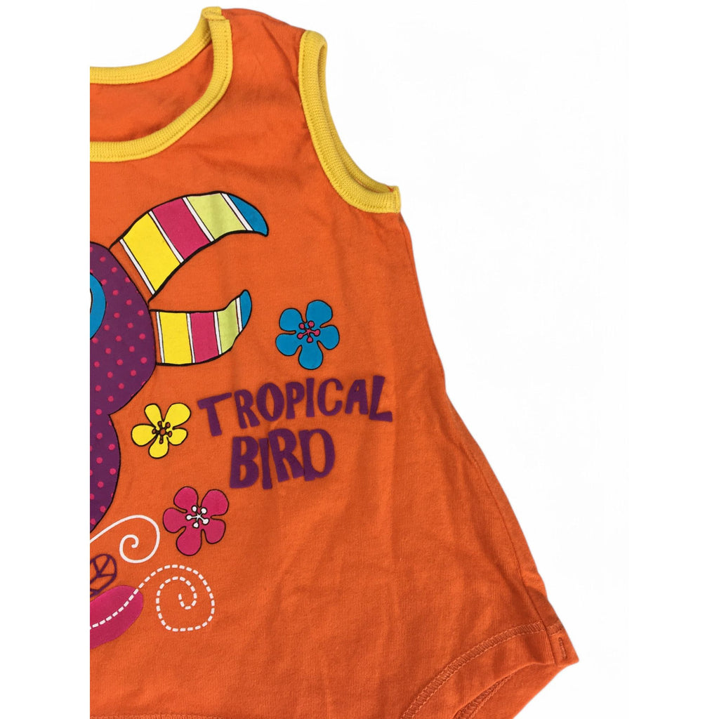 6-12M Orange "Tropical Bird" Sleeveless Top - Woolworths