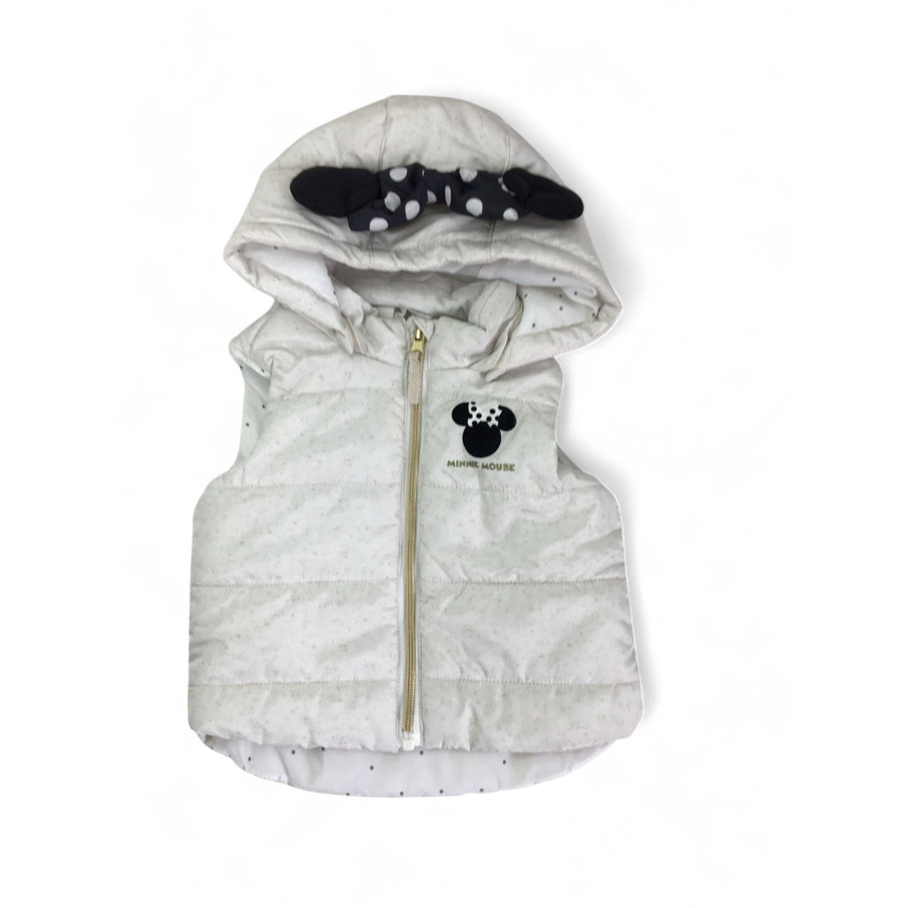 US 4-6M Cream & Gold Speckled Minnie Mouse Bodywarmer - H&M