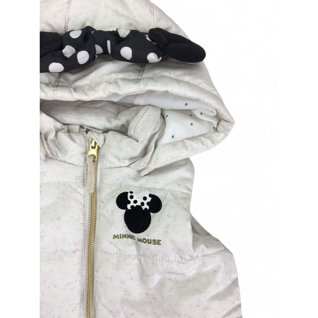 US 4-6M Cream & Gold Speckled Minnie Mouse Bodywarmer - H&M