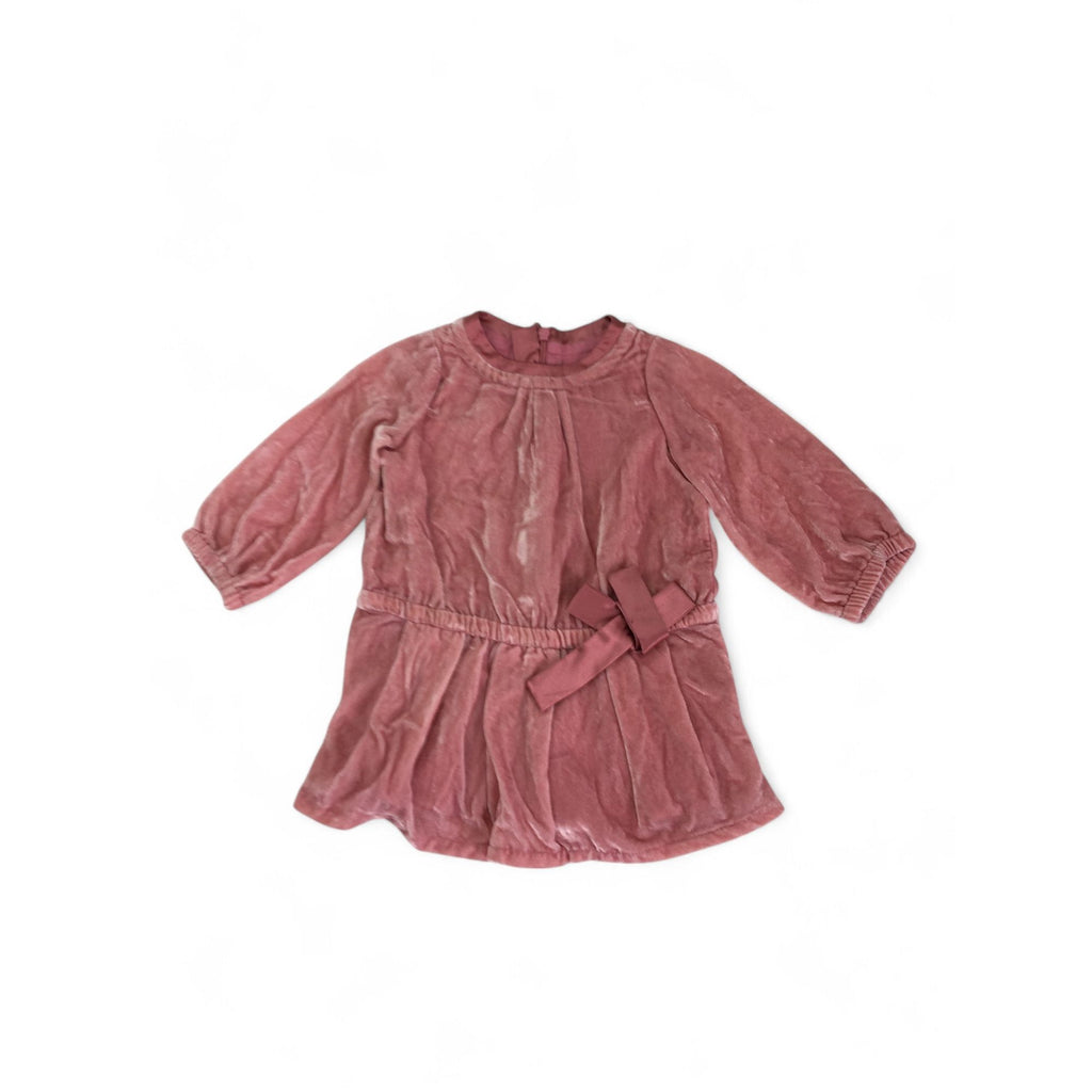 6-12M Pink Velvet Lined Drop Waist Dress - Gap